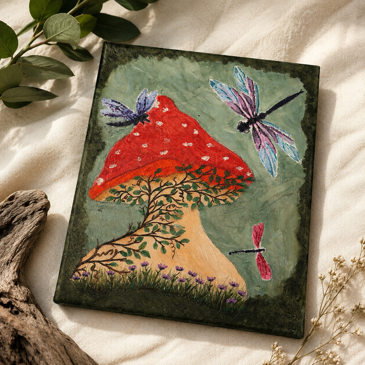 Mushroom Painting 9" X 6"