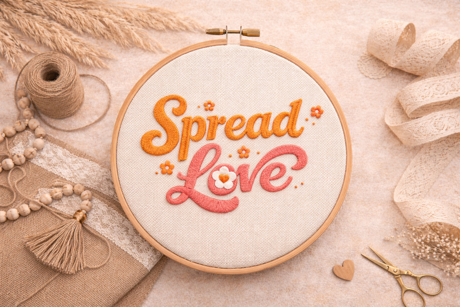 Spread Love ,Embroidery Design (DST File)